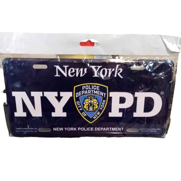 TORKIA INTERNATIONAL NY Souvenir License Plate NYPD Blue and White - Picture 1 of 4
